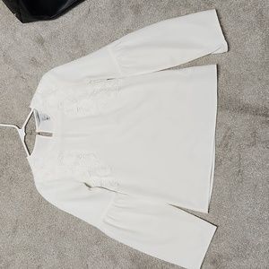 H&M cream blouse with bell sleeves, size 2
